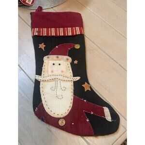 Hobby Lobby Santa Face Christmas Stocking Felt Primitive Rustic Decor